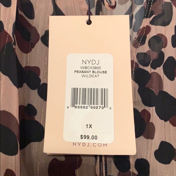 NYDJ Leopard Print Split Neck Blouse - Picture 2 of 3